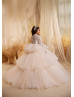 High Neck Ivory Beaded Lace Tulle Flower Girl Dress